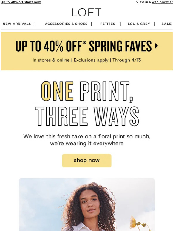 LOFT Outlet One print. Three ways. Milled