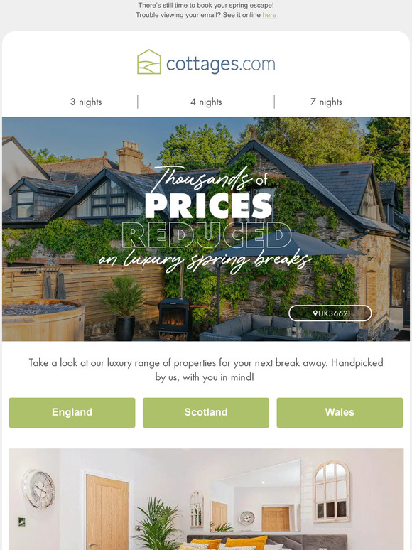 Prices REDUCED on luxury stays!