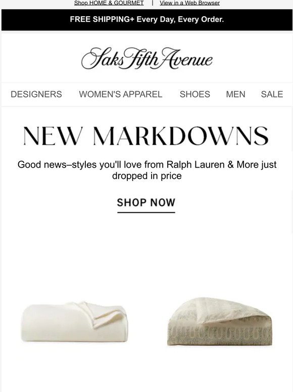 Saks Fifth Avenue Email Newsletters: Shop Sales, Discounts, and Coupon Codes