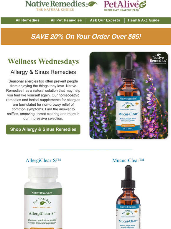 Native Remedies Spring Into Relief With Allergy & Sinus Remedies Milled