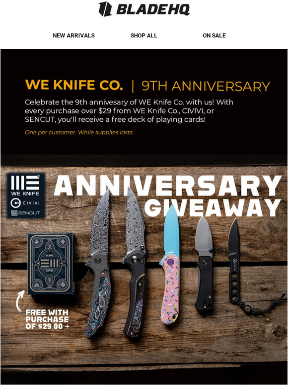 Blade HQ Source WE Knife Co. Anniversary! Giveaway Starts TODAY