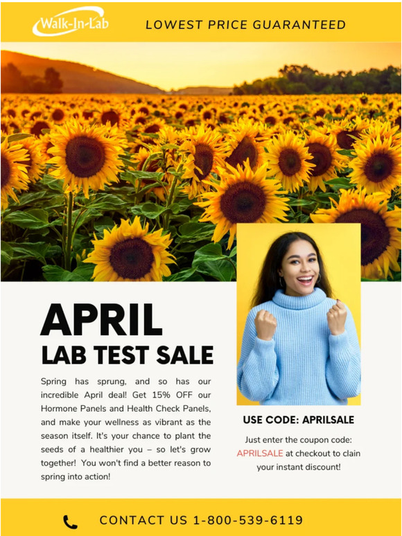 💐 April Flowers Bring Health Empower: Save 15% on select Lab Tests 🌸