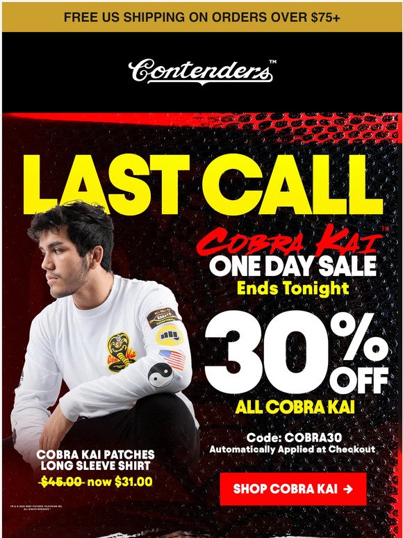 LAST CALL 📣 Cobra Kai 30% Off Sale