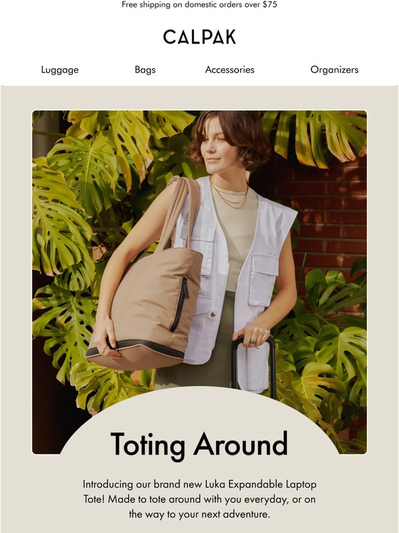 CALPAK Travel NEW Luka Expandable Laptop Tote Milled