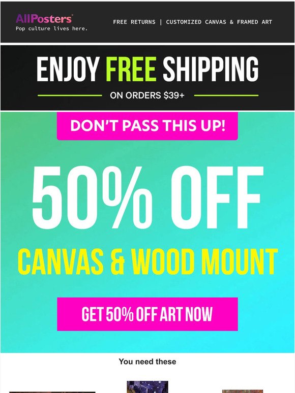 Big sale on canvas and modern wood mounted art!