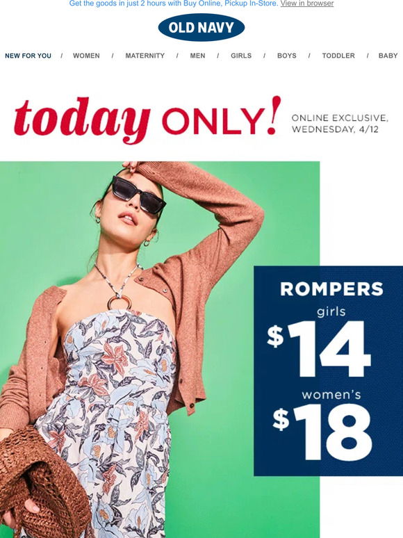 Old Navy Canada: Shop up to 75% OFF clearance in *your* size