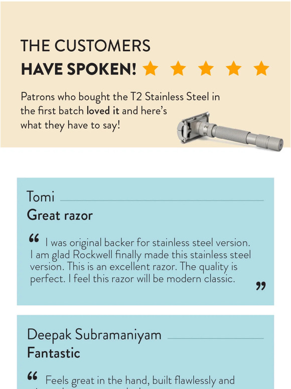 📣 T2 Stainless Steel is back in stock!