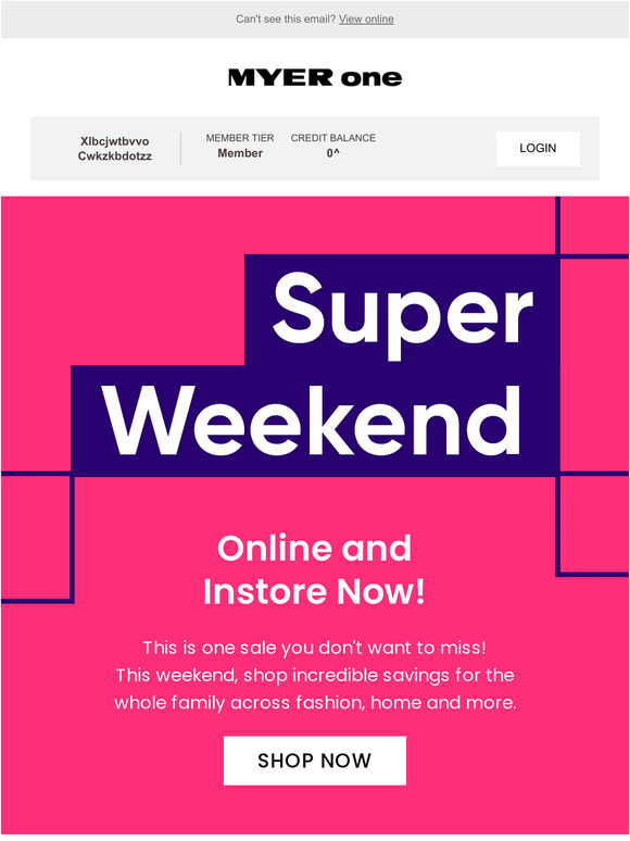 Drop everything: Myer launches massive 'super weekend' sale across