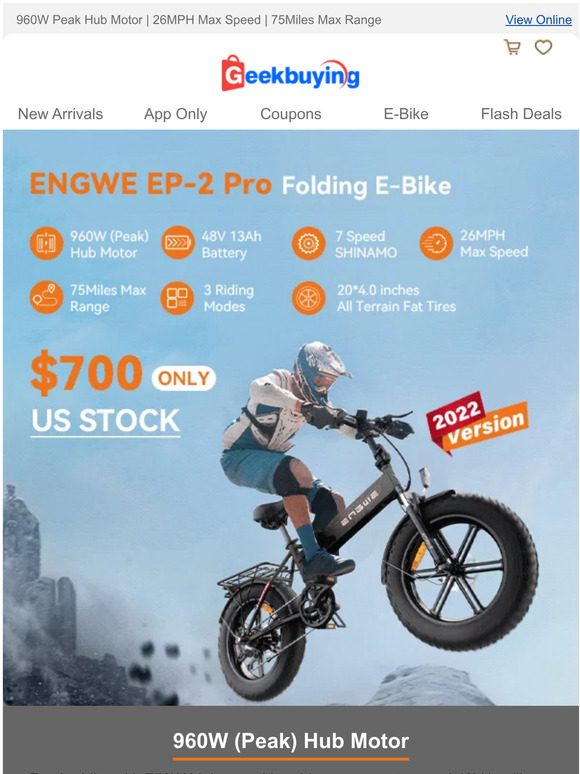 Super Deal | 🔥 ENGWE EP-2 Pro E-Bike $700 Only | 🇺🇸 US Local Delivery!