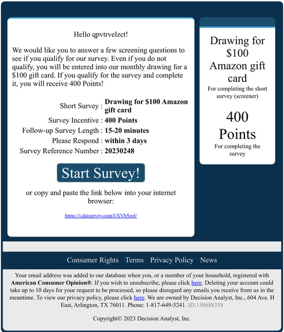 Reminder: New Survey