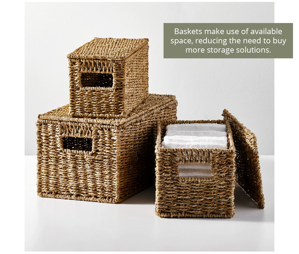 seagrass nesting basket set with removable lids