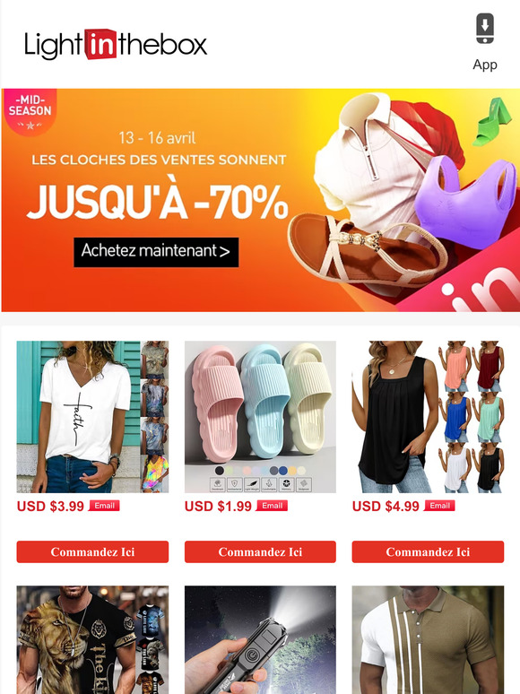 Obtenez jusqu'à 70 % de réduction sur les ventes de mi-saison dès maintenant.