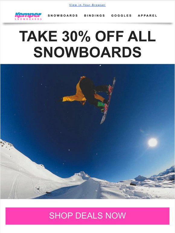 Snowboard Deals - 30% Off