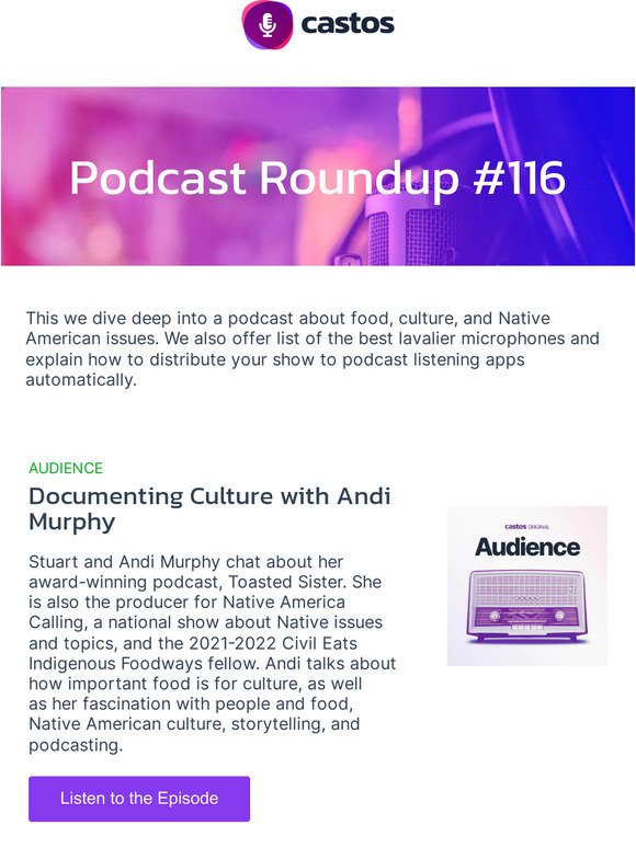 Food and culture, the best lavalier mics, and automatic podcast distribution