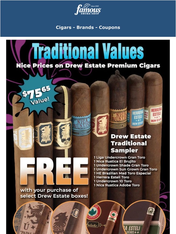 Famous Smoke Shop It's time to smoke on the patio with Drew & a FREE 8