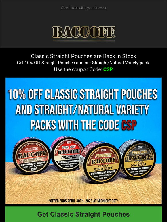 BaccOff, Premium Flavored Coffee Pouches, No Tobacco Dip, No Nicotine  Smokeless Alternative Snuff, 50 MG of Caffeine Per Serving, Wintergreen (10  Cans) 