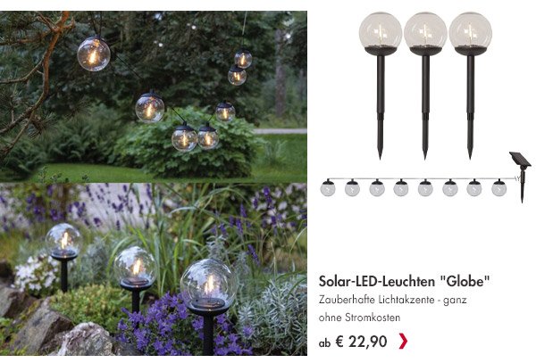 Solar-LED-Leuchten Globe ab 22,90 Euro