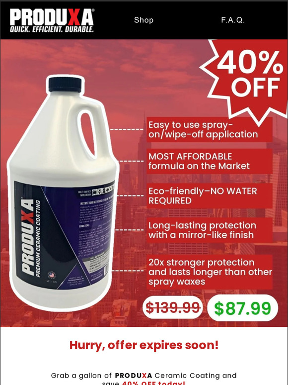 💥 40% OFF (SAVE $56) all gallons of Ceramic Coating!