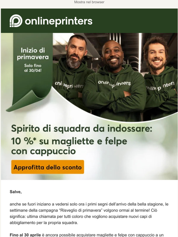 Un team, un unico stile! Outfit di squadra a un prezzo speciale