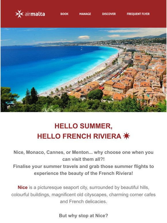 Bonjour French Riviera ☀ One-way from €75 ✈