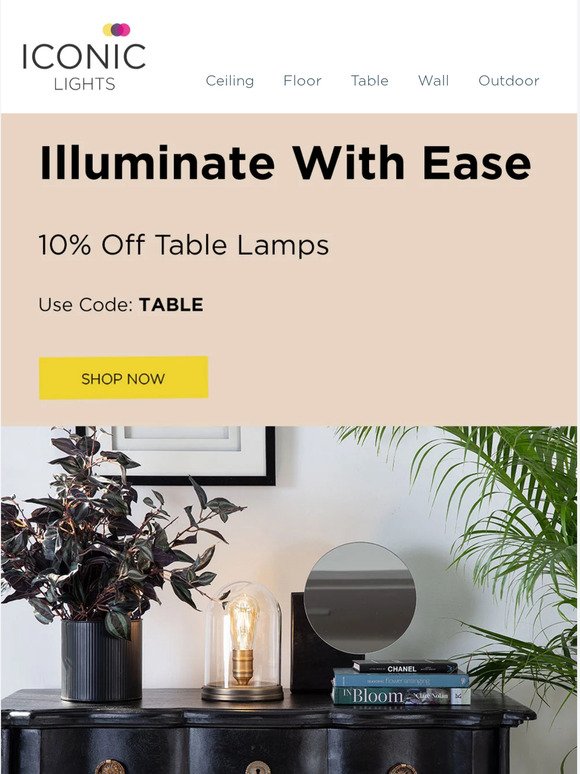 10% off table lamps? Yes please!