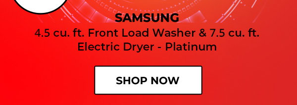 SAMSUNG 4.5 cu. ft. Front Load Washer and 7.5 cu. ft. Electric Dryer. Platinum