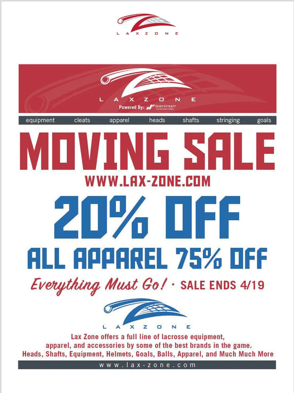 Lax Zone Moving Sale!