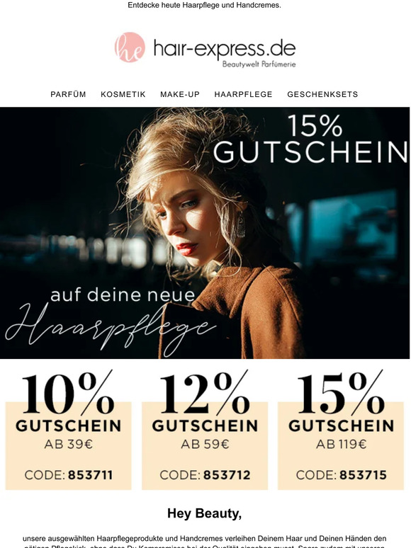 HairExpress.de 15 Gutschein* auf deine neue Haarpflege. Milled