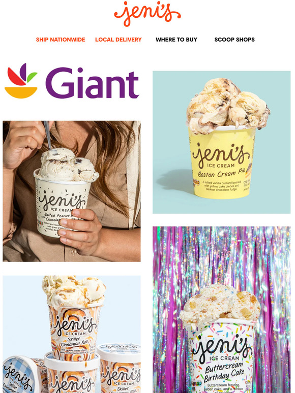 Jeni's Ice Creams NEW flavors at Giant Milled