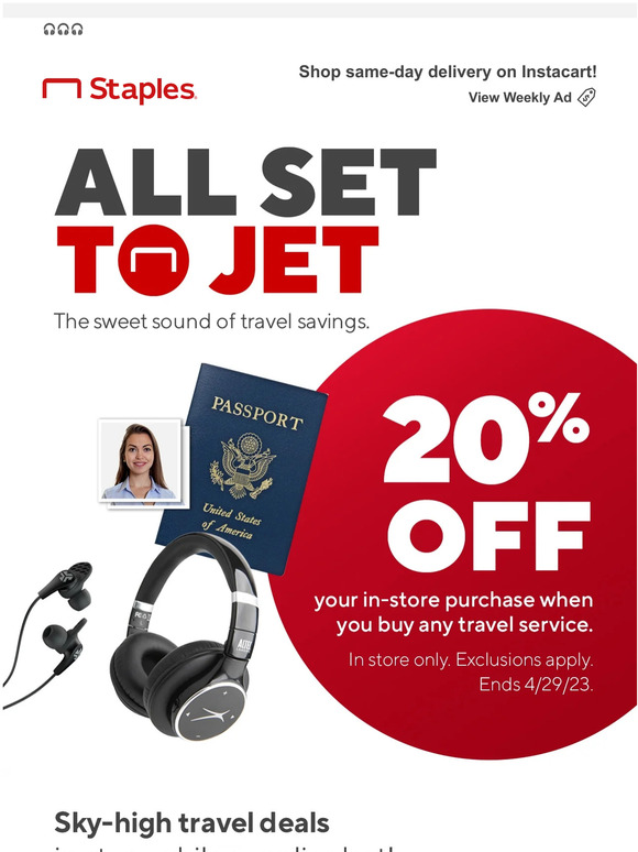 Staples Get all set to jet with audio deals! Milled