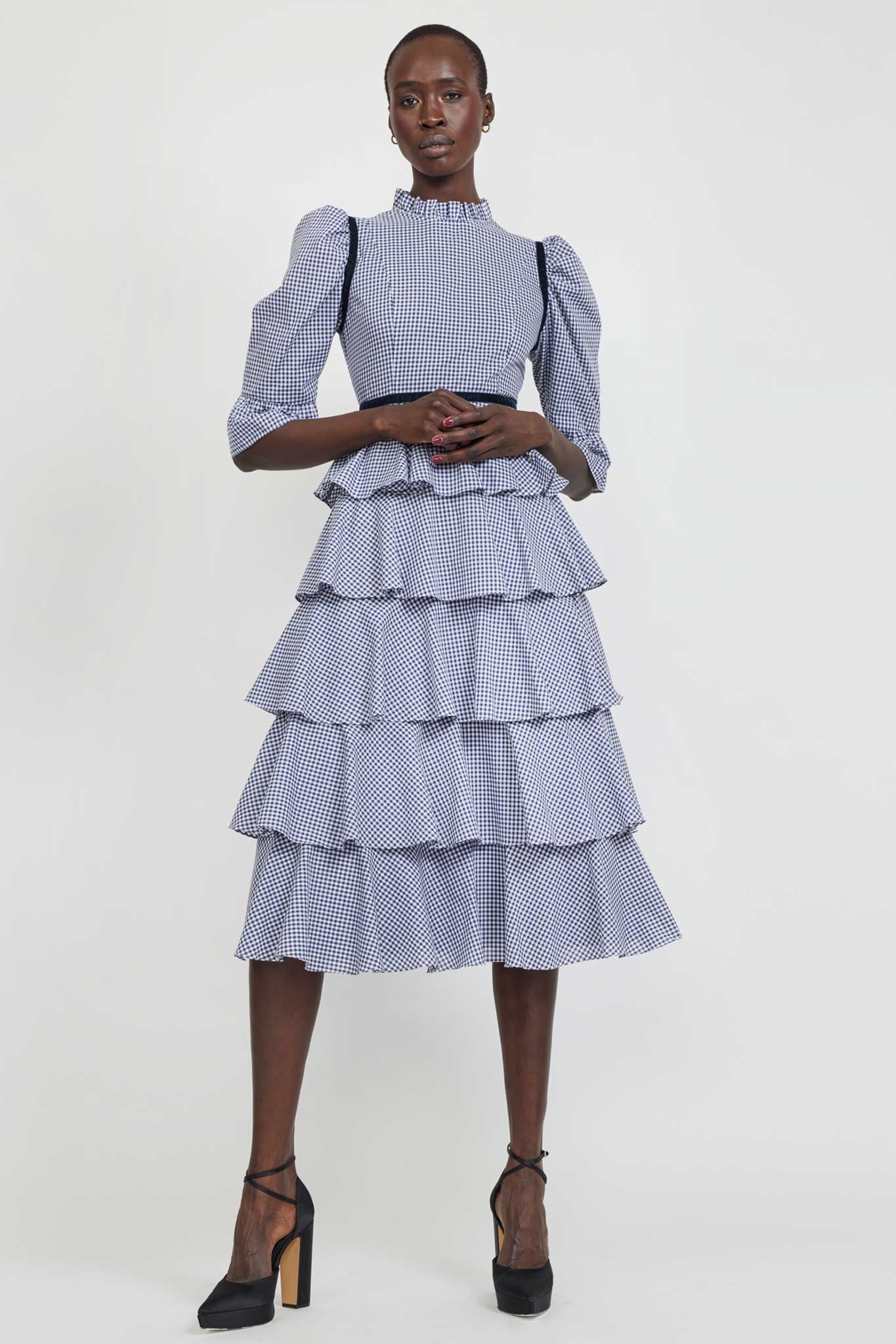 Simone Dress in Navy Gingham