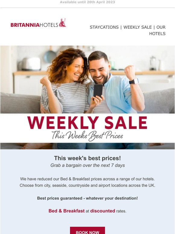 📢 —, don't miss out on these great Bed and Breakfast deals in our Weekly Sale! 📢
