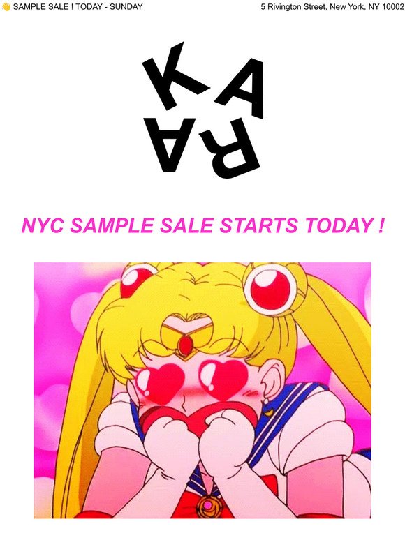TODAY : IRL SAMPLE SALE