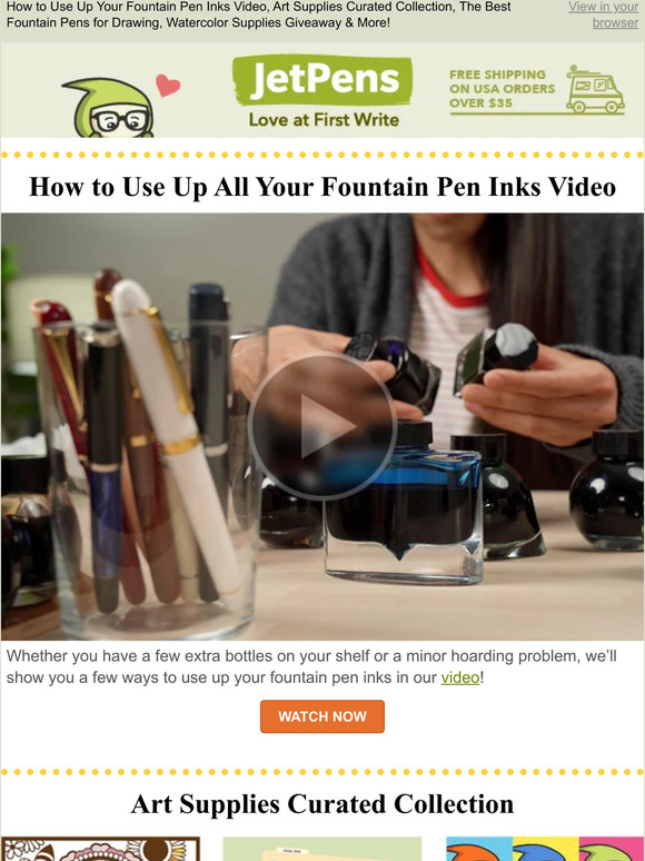 JetPens How to Use Up Your Fountain Pen Inks Video, Art Supplies
