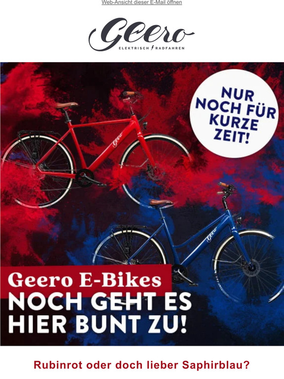 Nur noch für kurze Zeit⚡sichere dir dein buntes Geero E-Bike!