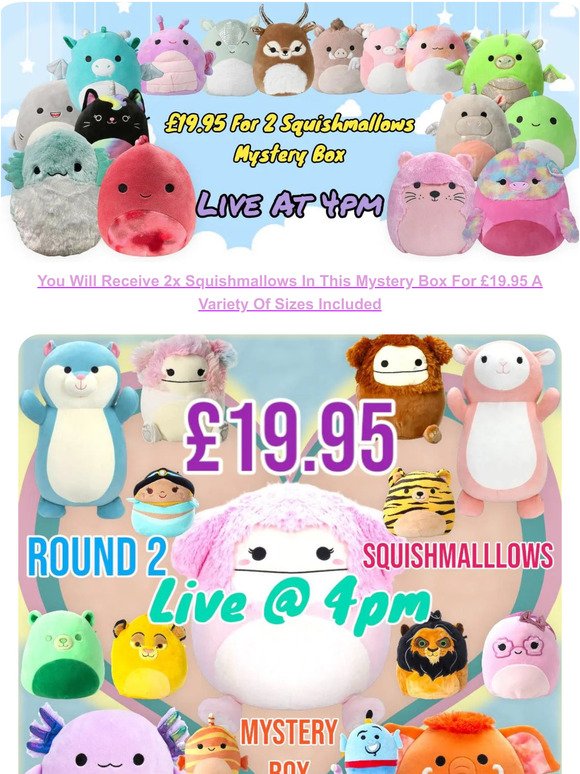 Double Boxed Toys: 🥊 £19.95 Round 2 Squishmallows Mystery Box | Milled