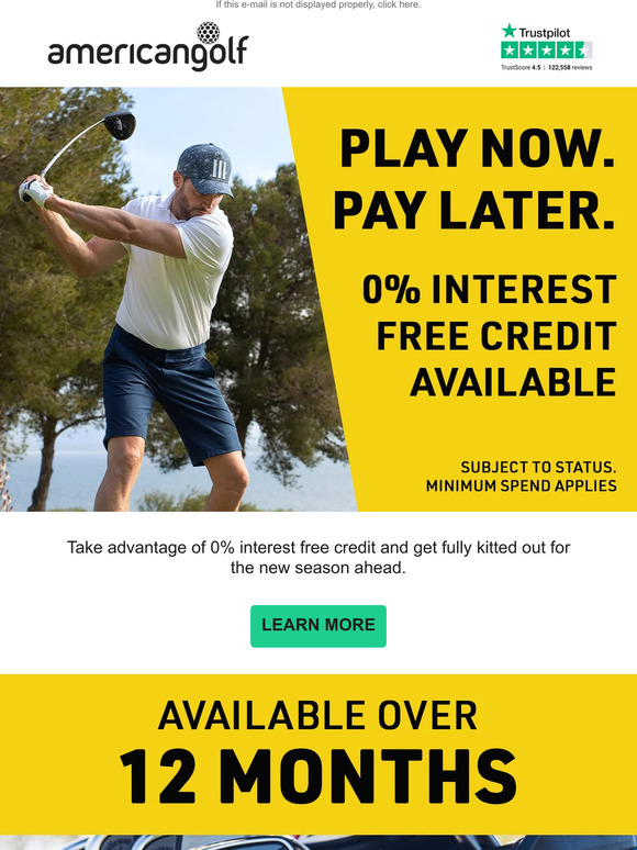 American Golf Play now. Pay later with 0 interest free credit Milled