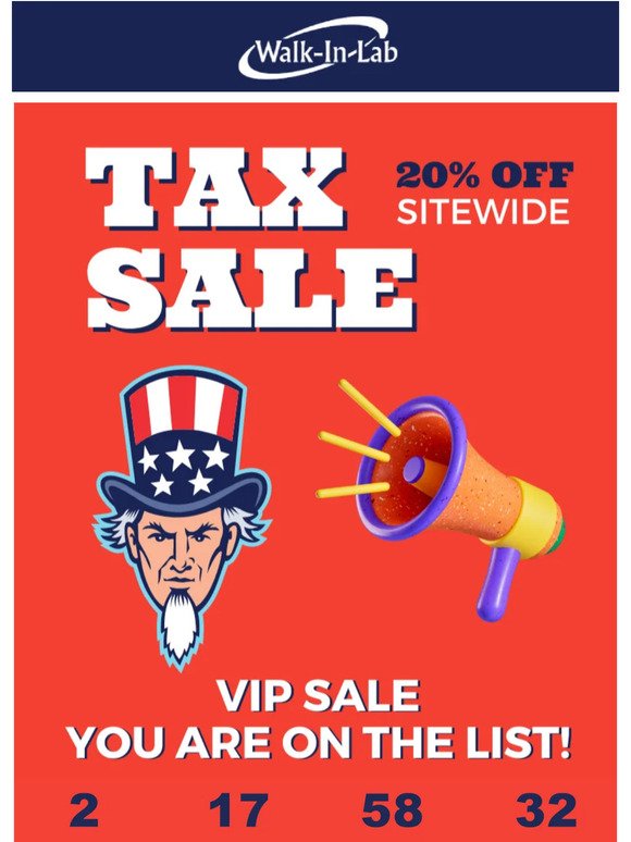 🚨 VIP Tax Sale: 20% OFF Sitewide! Don't Miss Out! 💉