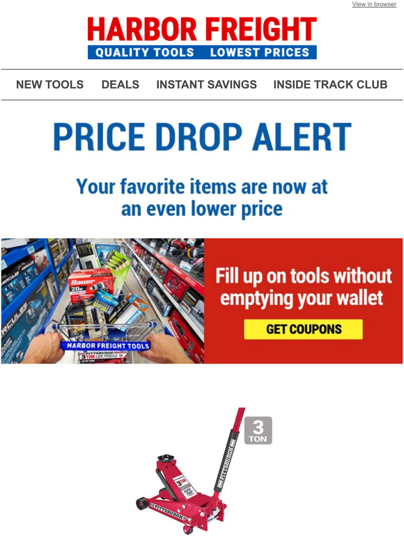Harbor Freight Tools Alert Price drop on items you viewed Milled