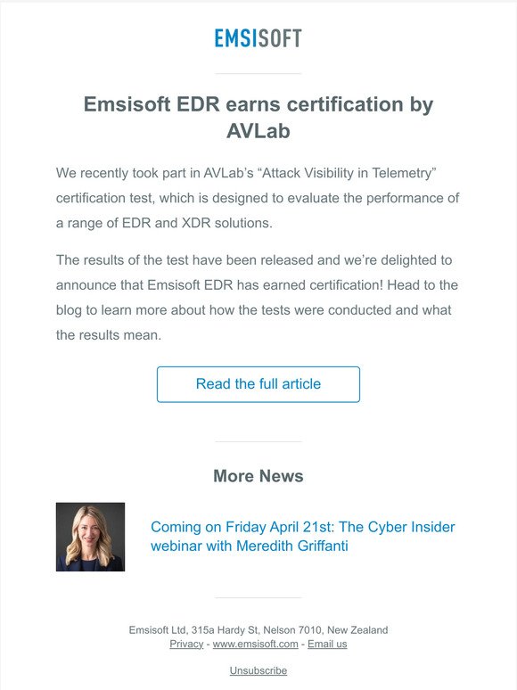 Emsisoft EDR earns certification by AVLab