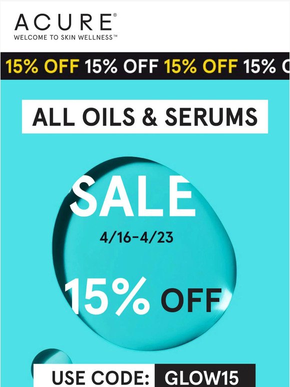 15% Off All Oils & Serums