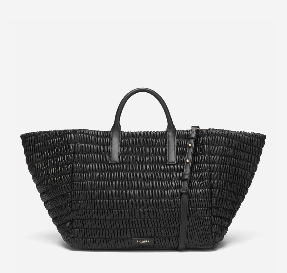 The Lisbon Tote in black matelassé