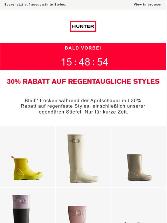 Bald vorbei: 30% Rabatt auf regentaugliche Styles