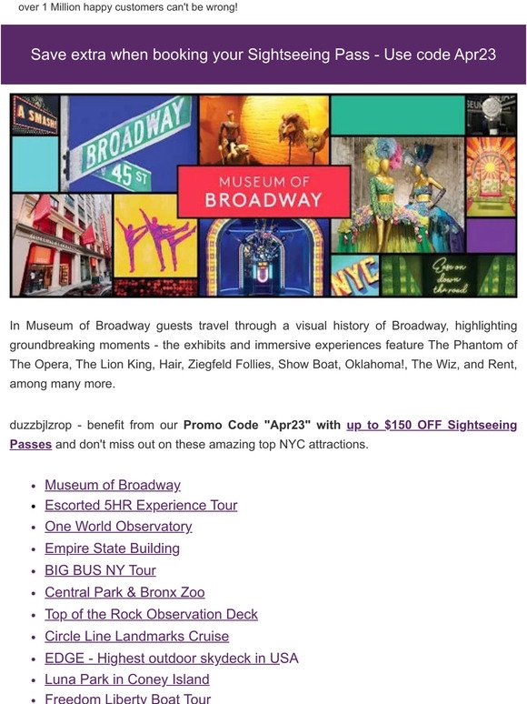 Museum of Broadway - 💥Exclusive for Sightseeing Pass holders -  Save $39 on entry