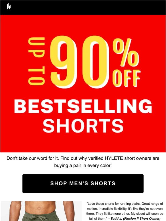 90% Off Men's Shorts - Plus Extra 20%