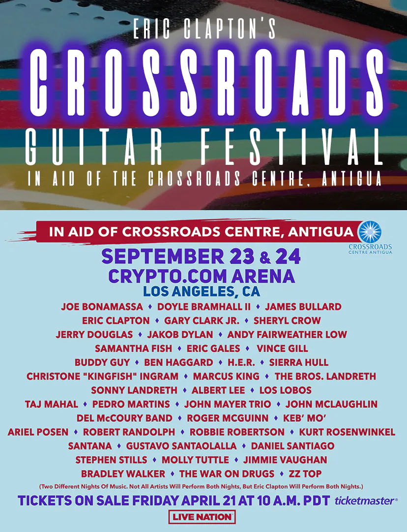 Eric Clapton's Crossroads Guitar Festival in aid of the Crossroads Centre, Antigua. Coming soon. See more