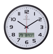 DCF nástenné hodiny s kalendárom Renkforce HD-WRCL135, Vonkajší Ø 32 cm, čierna