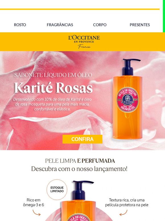 Conheça nosso sabonete líquido Karité Rosas