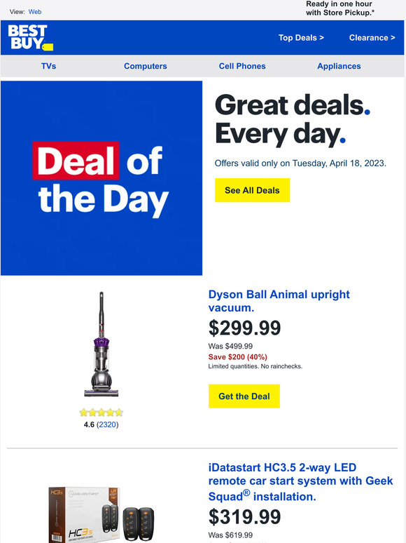 Best Buy Today only Save 200 on Dyson Ball Animal upright vacuum