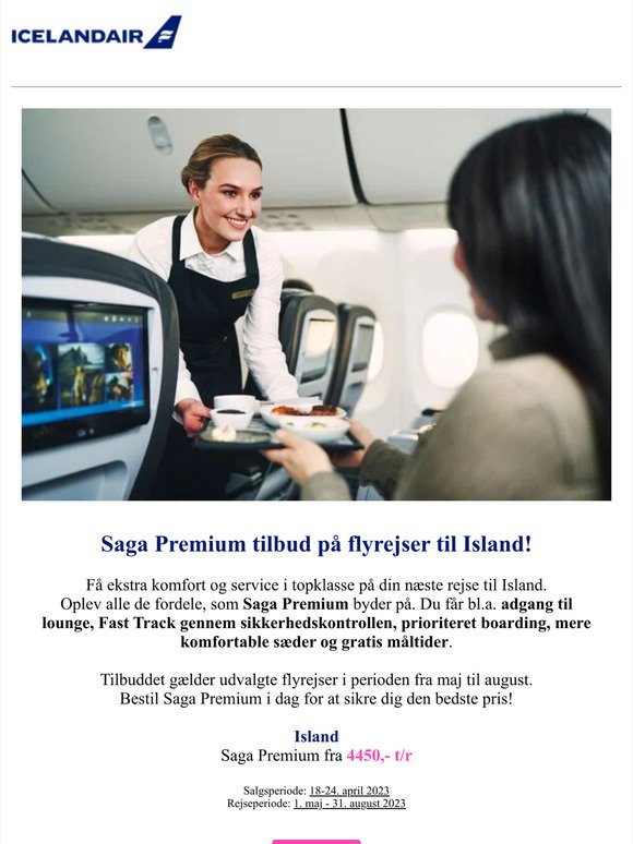 Saga Premium tilbud på flyrejser til Island!